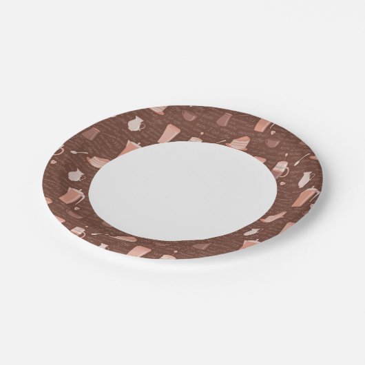 Patroon met elementen in verband met koffie papieren bordje (Gekanteld)