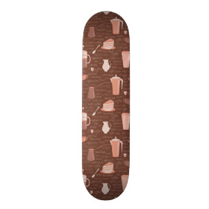 Patroon met elementen in verband met koffie persoonlijk skateboard