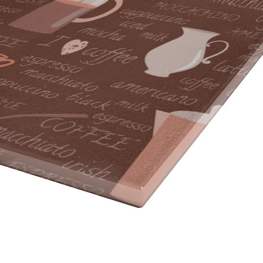 Patroon met elementen in verband met koffie snijplank (Hoek)