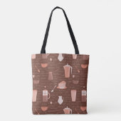 Patroon met elementen in verband met koffie tote bag (Achterkant)