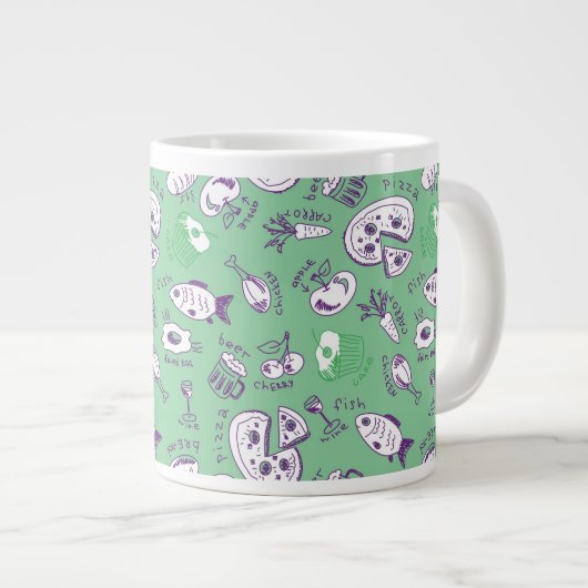 Patroon met eten grote koffiekop (Voorkant rechts)