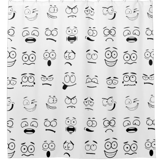 Patroon met expressies van het gezicht van Novelty Douchegordijn (Voorkant)