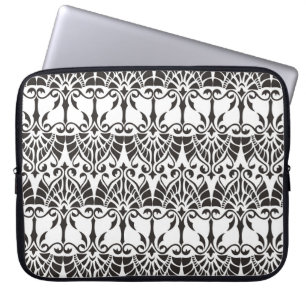 patroon met florale en geometrische oranje laptop sleeve