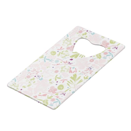 patroon met florale weergave creditkaart flessenopener (Voorkant Gekanteld)