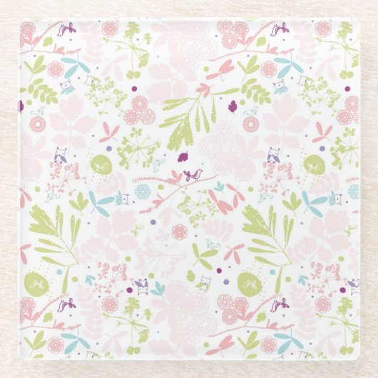 patroon met florale weergave glazen onderzetter (Voorkant)