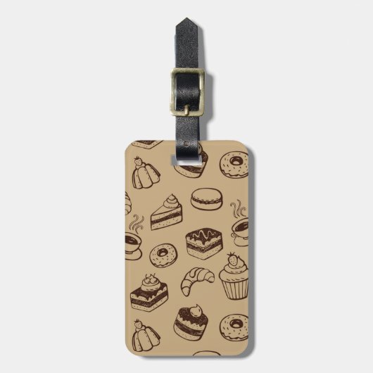 Patroon met gebak, desserts en bakkerij bagagelabel (Voorkant verticaal)