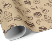 Patroon met gebak, desserts en bakkerij cadeaupapier (Rol Hoek)