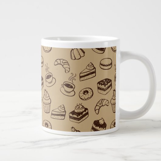 Patroon met gebak, desserts en bakkerij grote koffiekop (Rechts)