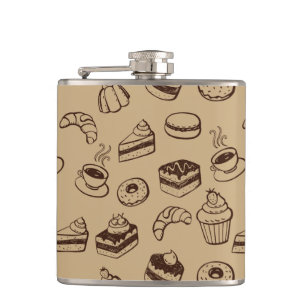 Patroon met gebak, desserts en bakkerij heupfles