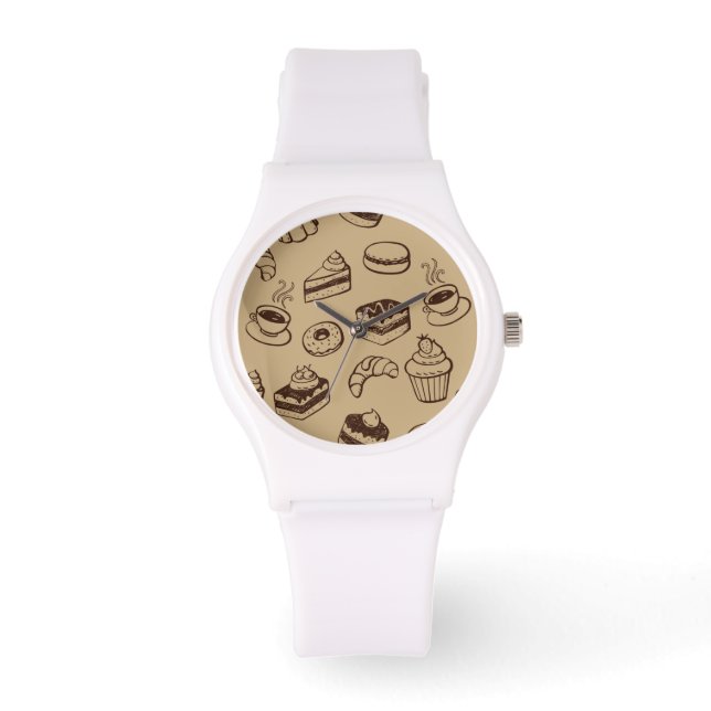 Patroon met gebak, desserts en bakkerij horloge (Voorkant)