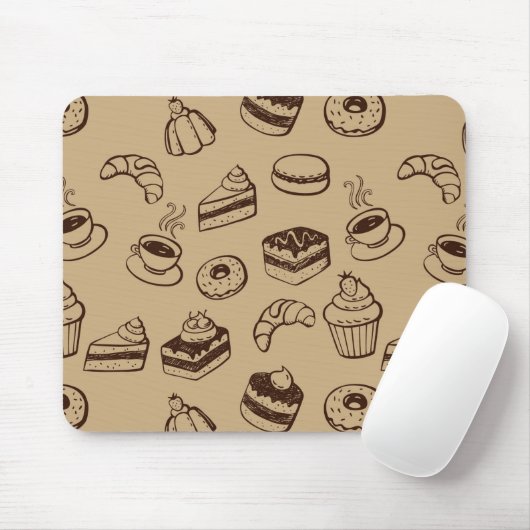 Patroon met gebak, desserts en bakkerij muismat (Met muis)