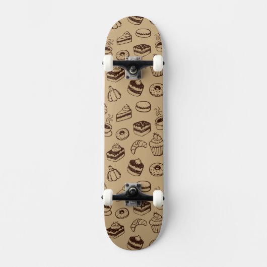 Patroon met gebak, desserts en bakkerij persoonlijk skateboard (Voorkant)