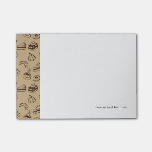 Patroon met gebak, desserts en bakkerij post-it® notes
