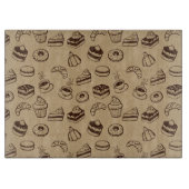 Patroon met gebak, desserts en bakkerij snijplank (Voorkant)