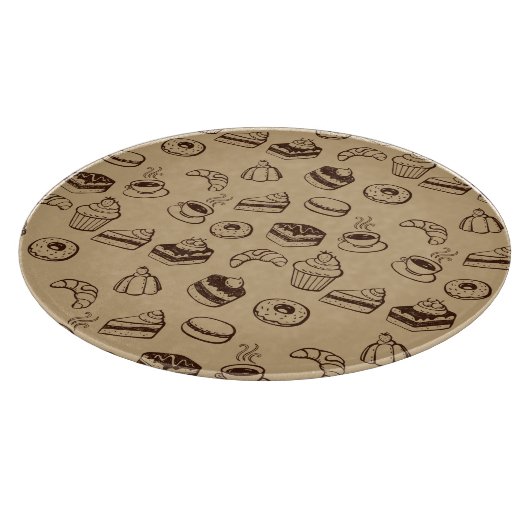 Patroon met gebak, desserts en bakkerij snijplank (Hoek)