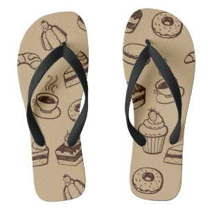 Patroon met gebak, desserts en bakkerij teenslippers