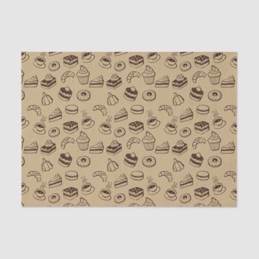 Patroon met gebak, desserts en bakkerij tissuepapier (Voorkant)