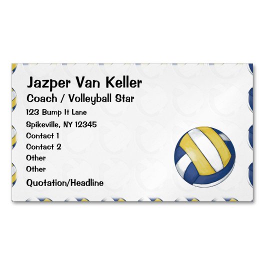 Patroon met gebilderde volleybal magnetisch visitekaartje (Voorkant)