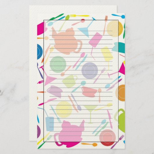 Patroon met gekleurde keukenspullen briefpapier (Voorkant / Achterkant)