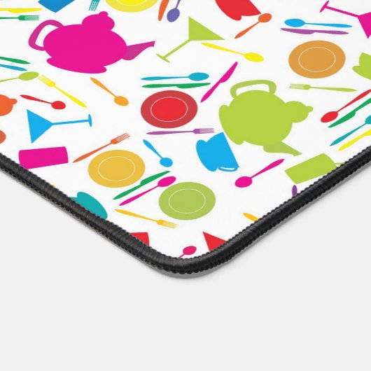 Patroon met gekleurde keukenspullen bureaumat (Hoek)