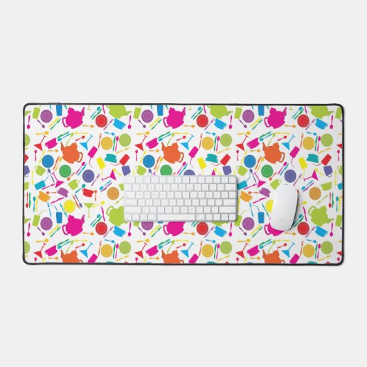 Patroon met gekleurde keukenspullen bureaumat (Keyboard & Muis)