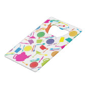 Patroon met gekleurde keukenspullen creditkaart flessenopener (Voorkant Gekanteld)