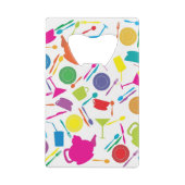 Patroon met gekleurde keukenspullen creditkaart flessenopener (Achterkant)