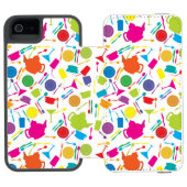 Patroon met gekleurde keukenspullen incipio iPhone portemonnee hoesje (Agenda Open)