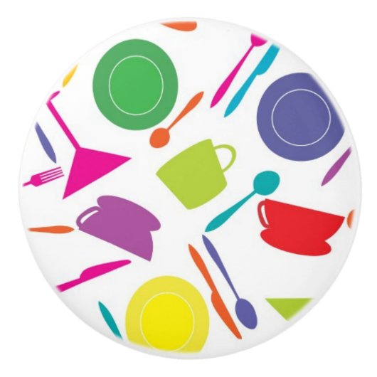 Patroon met gekleurde keukenspullen keramische knop (Voorkant)