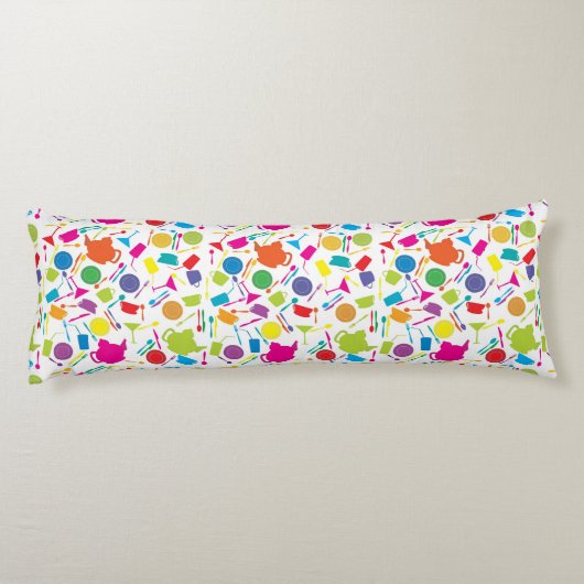 Patroon met gekleurde keukenspullen lichaamskussen (Achterkant)