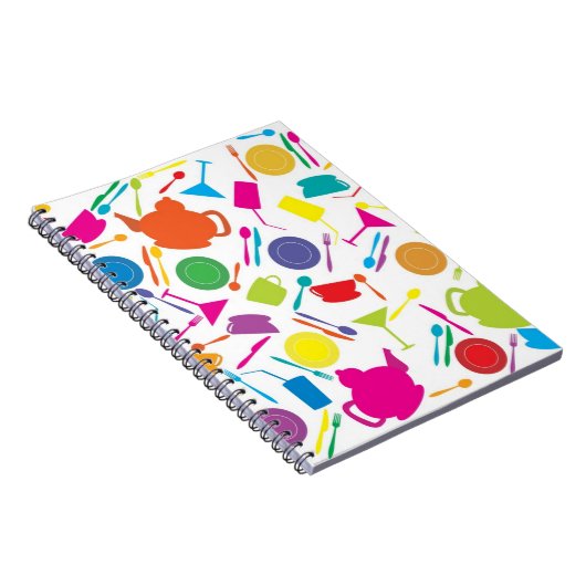 Patroon met gekleurde keukenspullen notitieboek (Rechterzijde)