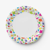 Patroon met gekleurde keukenspullen papieren bordje (Voorkant)