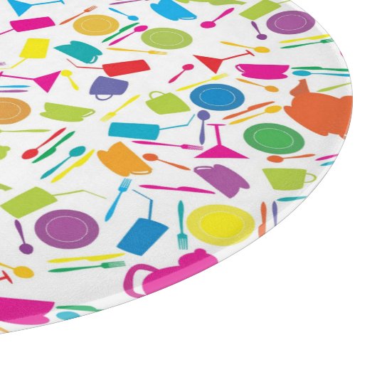Patroon met gekleurde keukenspullen snijplank (Hoek)
