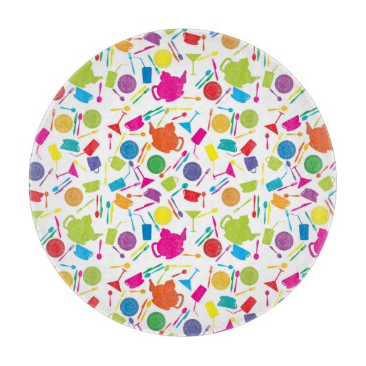 Patroon met gekleurde keukenspullen snijplank (Voorkant)