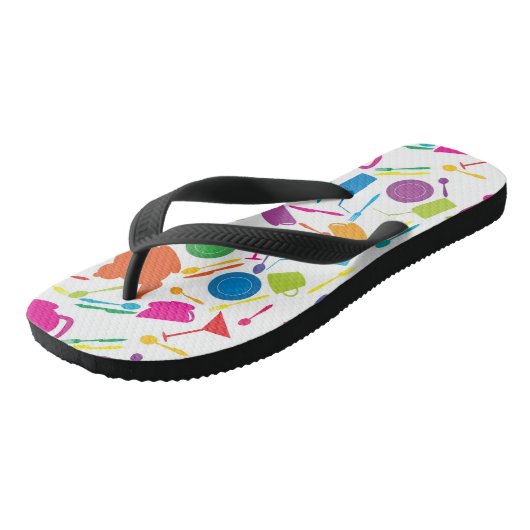 Patroon met gekleurde keukenspullen teenslippers (Schuin)
