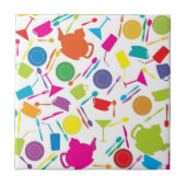 Patroon met gekleurde keukenspullen tegeltje (Voorkant)