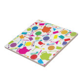 Patroon met gekleurde keukenspullen tegeltje (Zijkant)