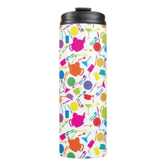 Patroon met gekleurde keukenspullen thermosbeker (Voorkant)