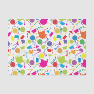 Patroon met gekleurde keukenspullen tissuepapier