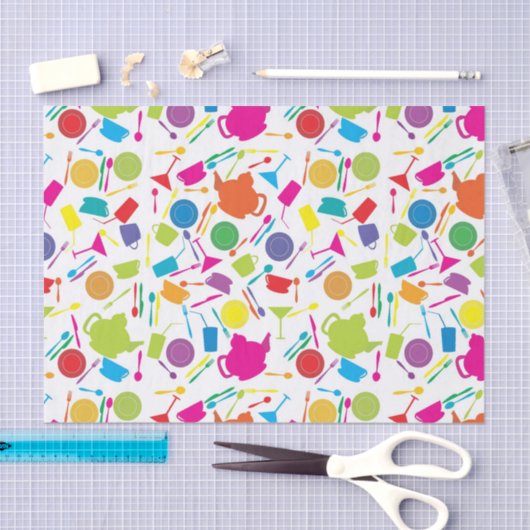 Patroon met gekleurde keukenspullen tissuepapier (Craft)