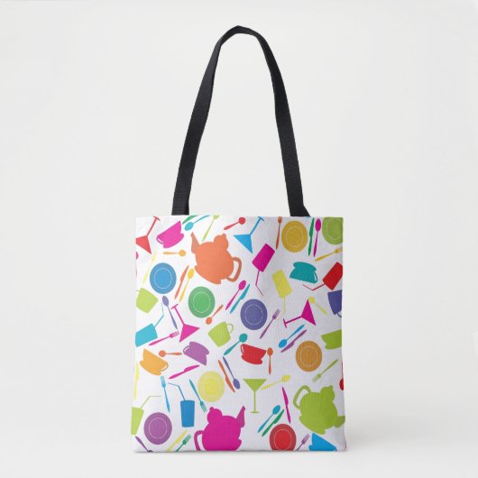 Patroon met gekleurde keukenspullen tote bag (Voorkant)
