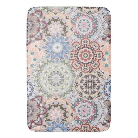 Patroon met gekleurde mandala badmat (Voorkant Verticaal)