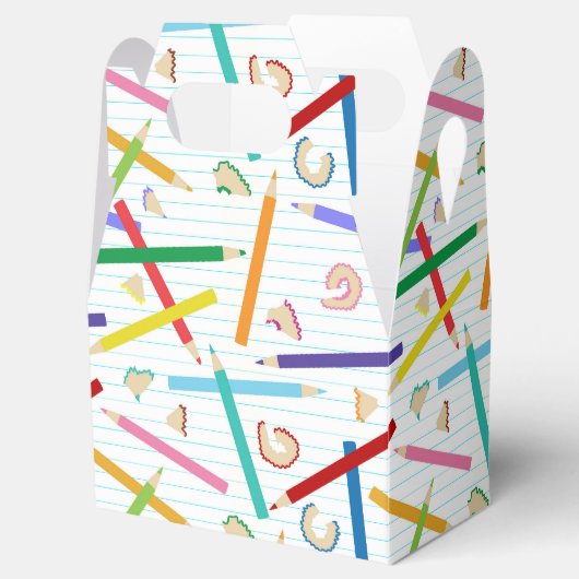 Patroon met gekleurde pennen bedankdoosjes (Geopend)