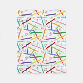 Patroon met gekleurde pennen fleece deken