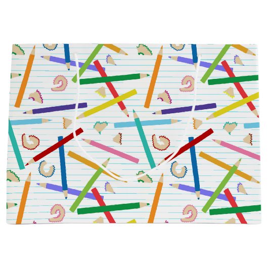 Patroon met gekleurde pennen groot cadeauzakje (Voorkant)