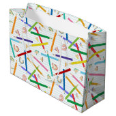 Patroon met gekleurde pennen groot cadeauzakje (Achterkant Gekanteld)