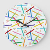 Patroon met gekleurde pennen grote klok (Voorkant)