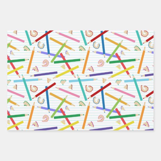 Patroon met gekleurde pennen inpakpapier vel (Voorkant)