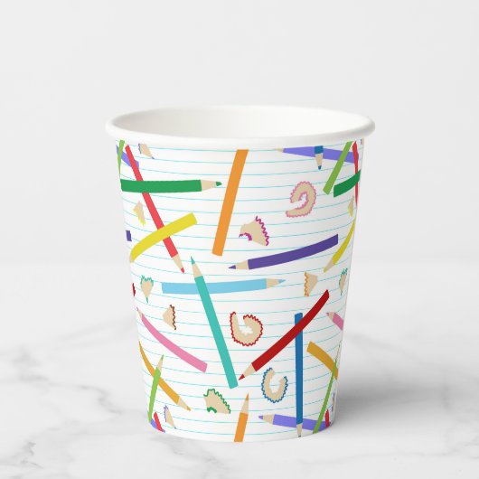 Patroon met gekleurde pennen papieren bekers (Achterkant)