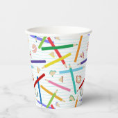 Patroon met gekleurde pennen papieren bekers (Voorkant)